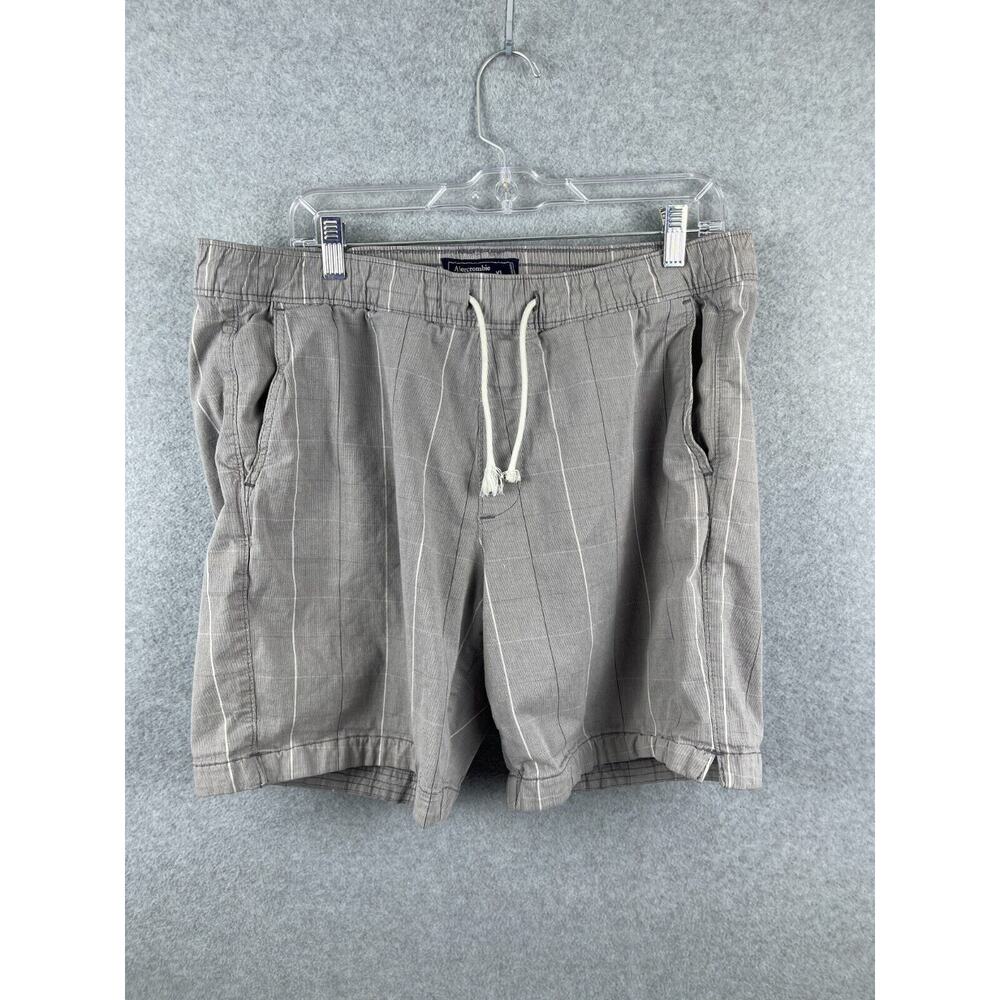 Abercrombie & Fitch Shorts Men's XL Gray Chino Elastic Waistband Drawstring